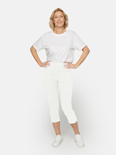 Capri Leggings - Hvid - Elastik i Taljen
