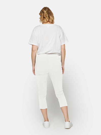 Capri Leggings - Hvid - Elastik i Taljen