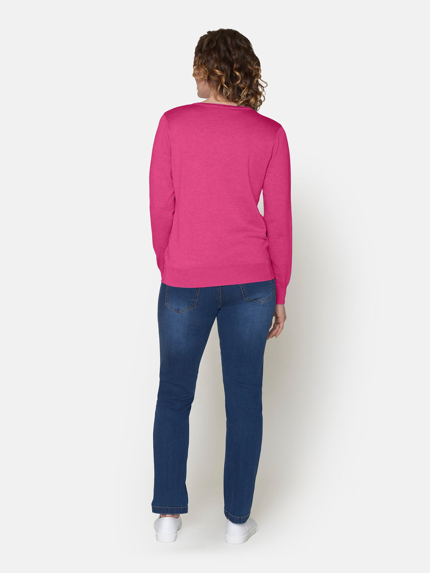 Strik Pullover med V-hals - Pink