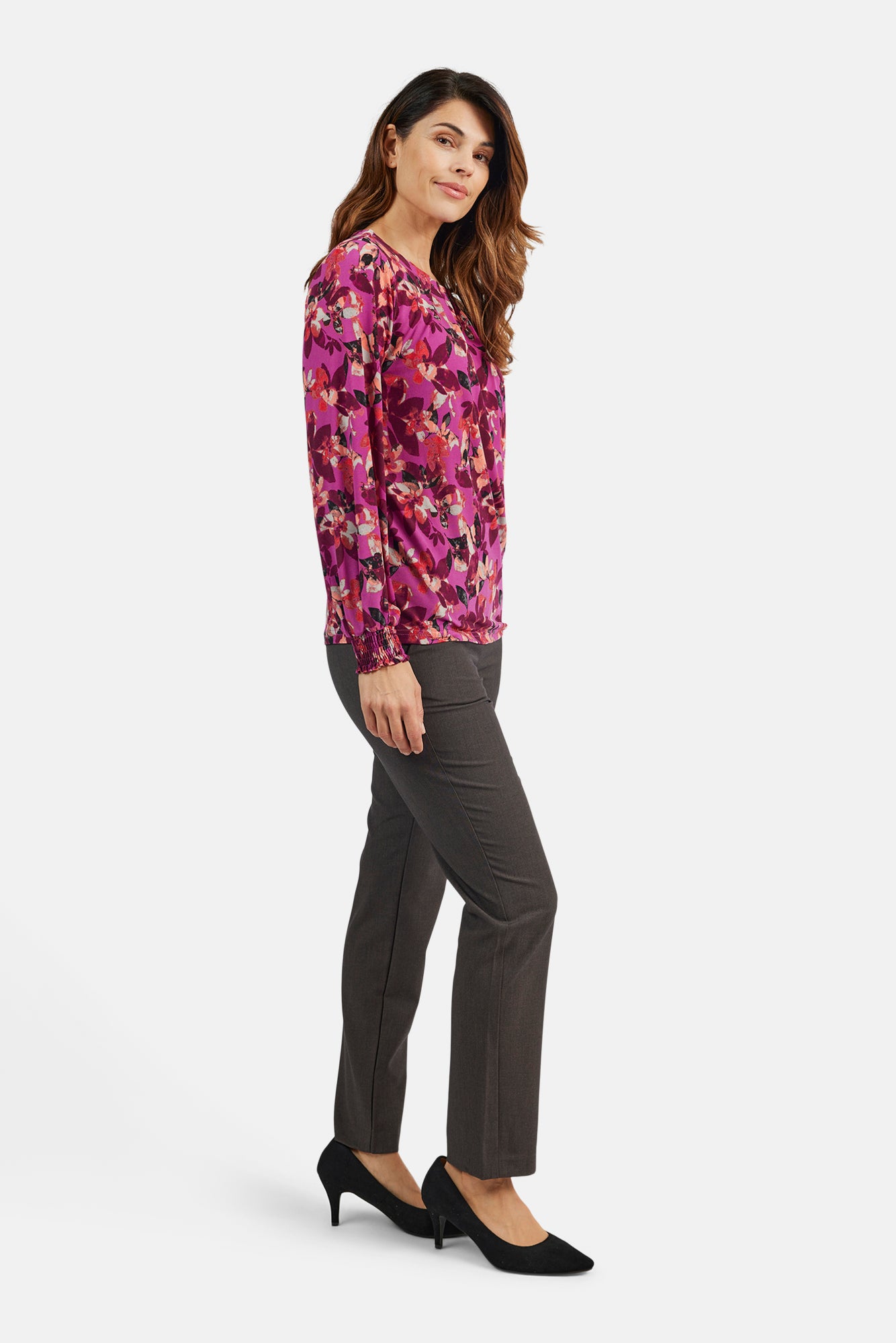Bluse - Fuchsia Pink Mix - Mønstret