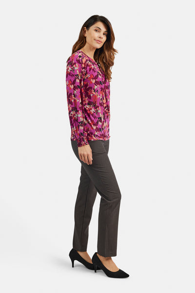 Bluse - Fuchsia Pink Mix - Mønstret