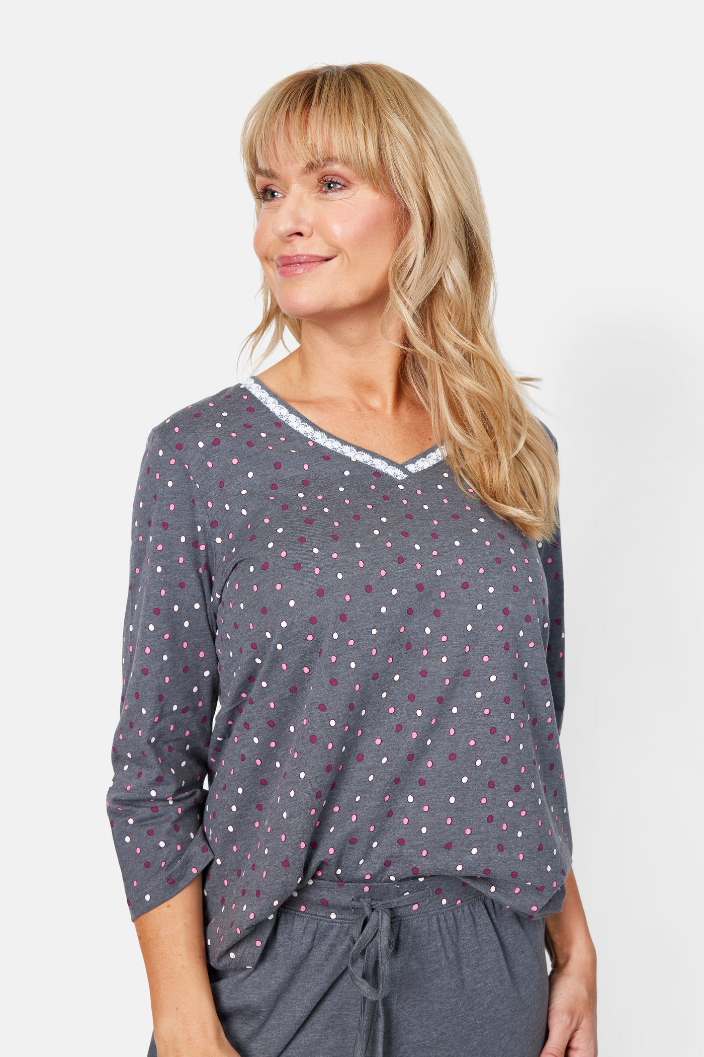 Pyjamas - Grå - Prikket