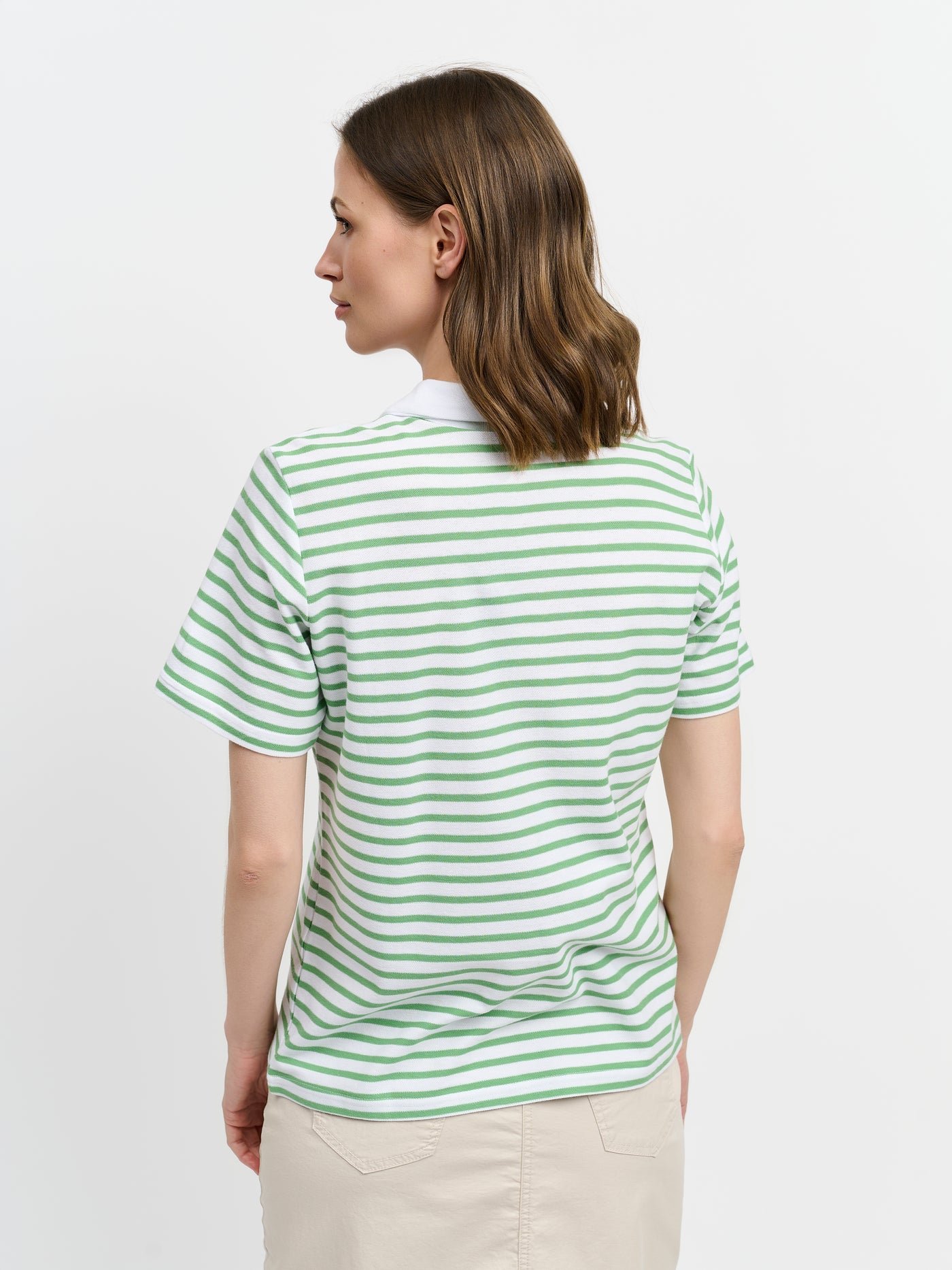 Polo T-shirt - Grøn - Stribet
