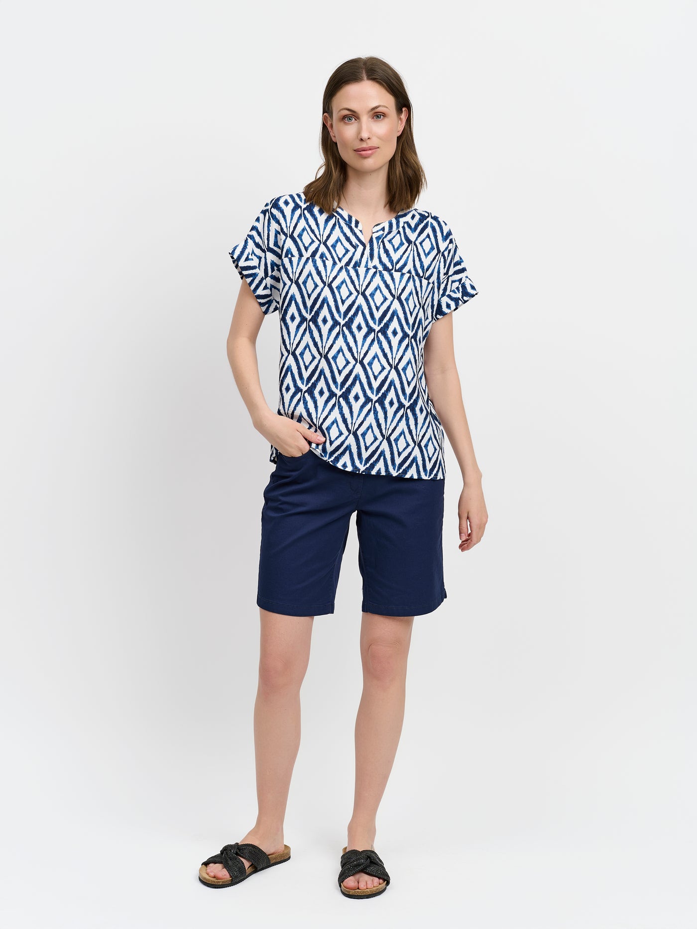 Blouse - Navy Mix - Mønstret