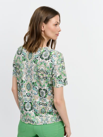 T-shirt - Grøn - Paisley Print