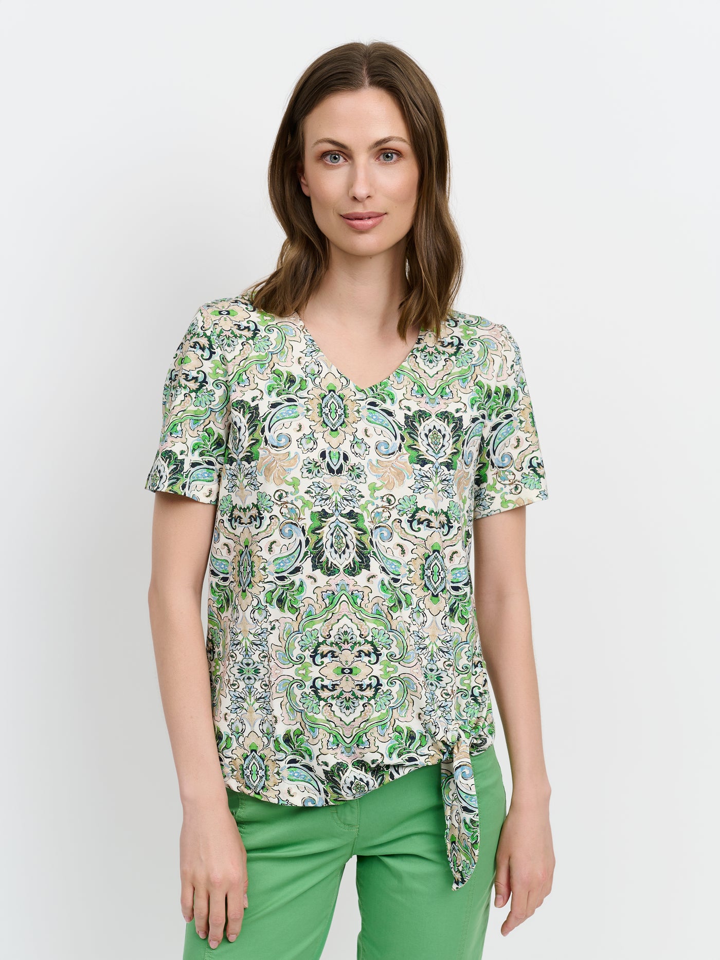 T-shirt - Grøn - Paisley Print
