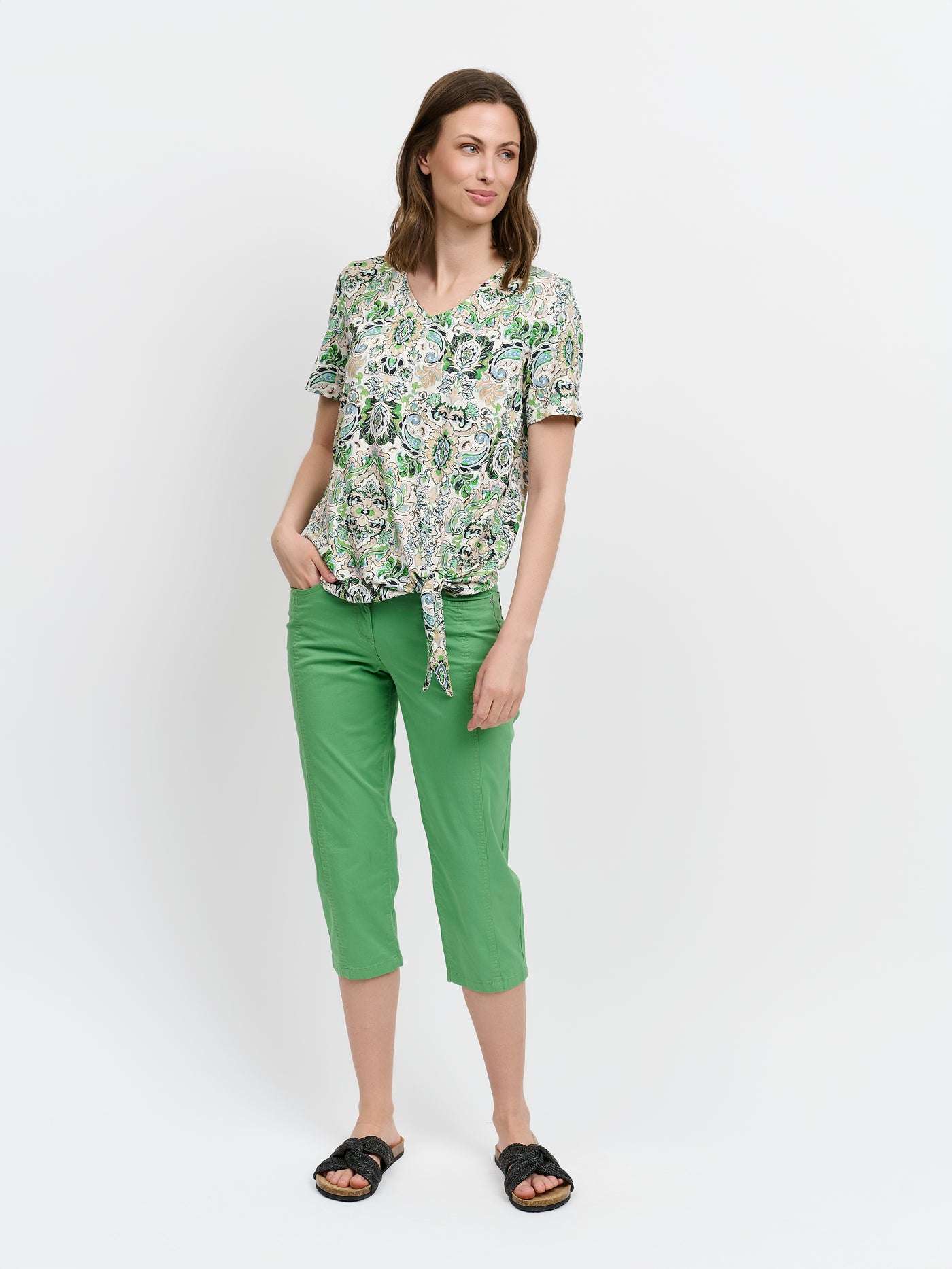T-shirt - Grøn - Paisley Print